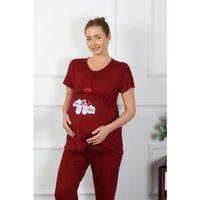 Kadın Kısa Kol Hamile Lohusa Pijama Takımı Bordo