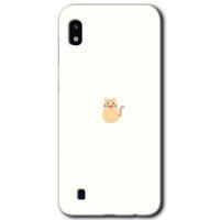 MRCİLETİSİM Samsung Galaxy A10 Kılıf Baskılı Kapak - Cat Minimalism + 5D Tam Kaplayan Cam