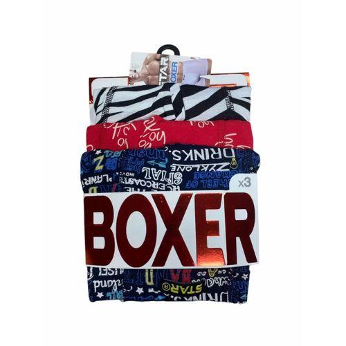 Star 106 Desenli Pamuklu Kemer Likralı 3'lü Boxer