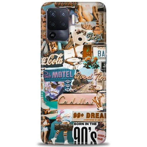 Oppo Reno 5 Lite Kılıf HD Baskılı Kılıf - Pink Motel + Tam Ekran Koruyucu