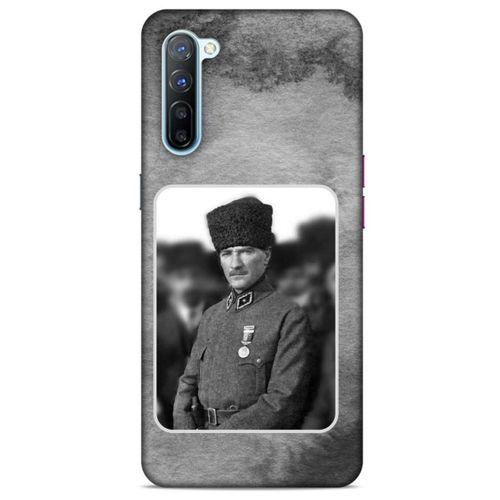 Oppo Reno 3 Kılıf Atatürk (38) Neo Hybrid Kılıf Antrasit Taş