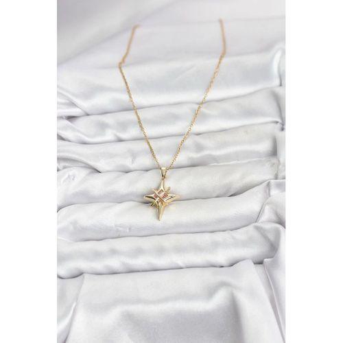 316L Çelik Gold Renk Zirkon Taşlı Kutup Yıldızı Model Kadın Kolye