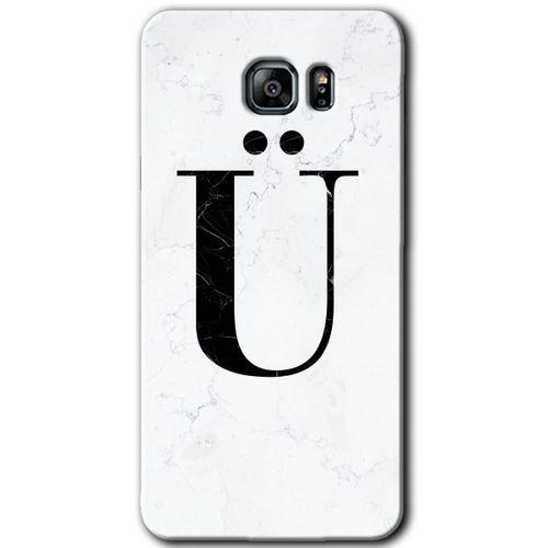 MRCİLETİSİM MRCİLETİSİM Samsung Galaxy Note 5 Kılıf HD Desen Baskı Arka Kapak + Temperli Cam - Beyaz Mermer Desenli Ü Harfi