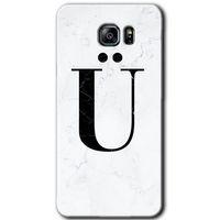 MRCİLETİSİM MRCİLETİSİM Samsung Galaxy Note 5 Kılıf HD Desen Baskı Arka Kapak + Temperli Cam - Beyaz Mermer Desenli Ü Harfi