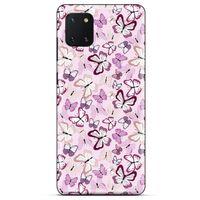 Huawei Y5P Kılıf Kelebek Etkisi (2) Kabı Mor Beyaz