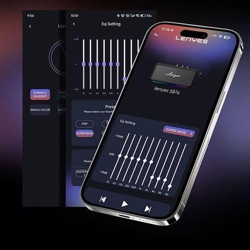 Lenyes S876 Supreme Serisi RGB Işıklı Taşınabilir Su Geçirmez TWS Bluetooth Hoparlör v5.3 45W
