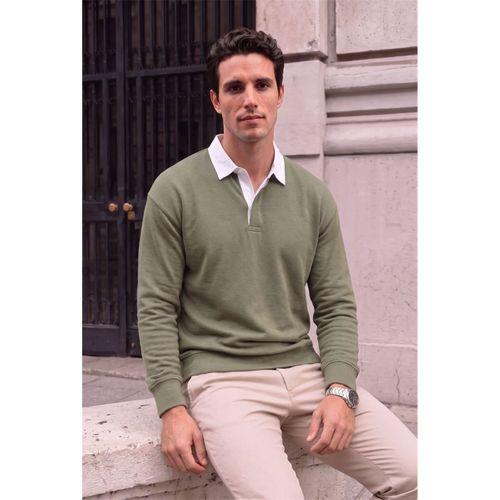 Luis Polo Yaka Selanik Örme Kumaş Erkek Sweatshirt - Açık Haki