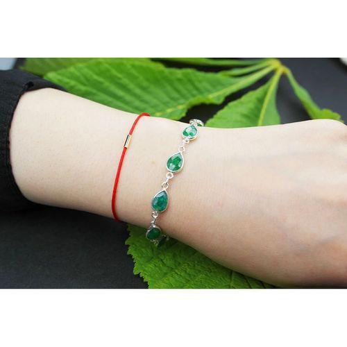 925 Ayar Zümrüt Taşlı Gümüş Bileklik