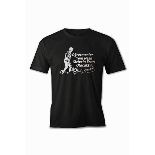 24 Kasım Öğretmenler Baskılı T-shirt - Siyah