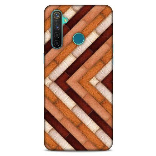 Oppo Realme 5 Pro Kılıf Patchwork (40) Fit Silikon Kılıf Kahverengi Beyaz