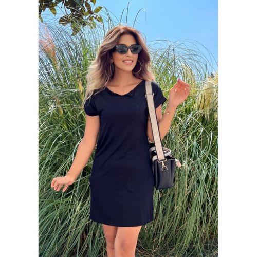 Lucky Life Kadın  Kısa Kollu çentikli Yaka Viskon Mini Elbise