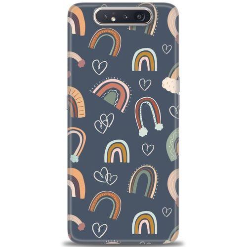 Samsung Galaxy A80 Kılıf HD Baskılı Kılıf - Gökyüzü Kalp + Tam Ekran Koruyucu