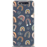 Samsung Galaxy A80 Kılıf HD Baskılı Kılıf - Gökyüzü Kalp + Tam Ekran Koruyucu