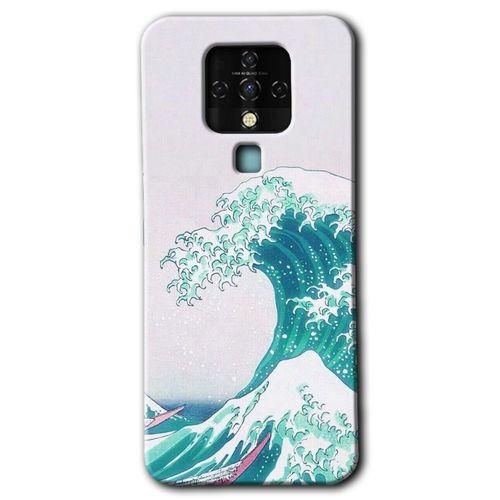 Tecno Camon 16 Kılıf HD Desen Baskılı Arka Kapak+Temperli Cam - Dalga