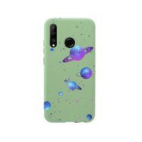 Huawei P30 Lite Galaxy and Stars Premium Silikonlu Yeşil Telefon Kılıfı