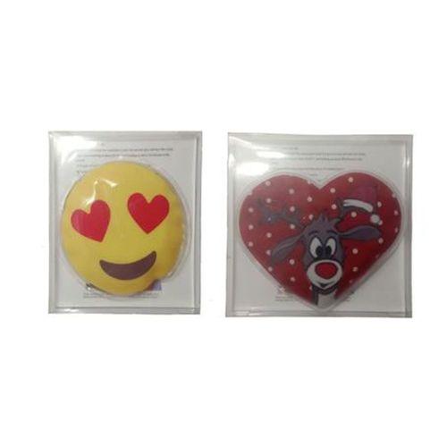 Kalp Emoji Kırmızı Geyik Cep Sobası,El Isıtıcı,İki Adet Sıcak Su Torbası Pvc  9Cm