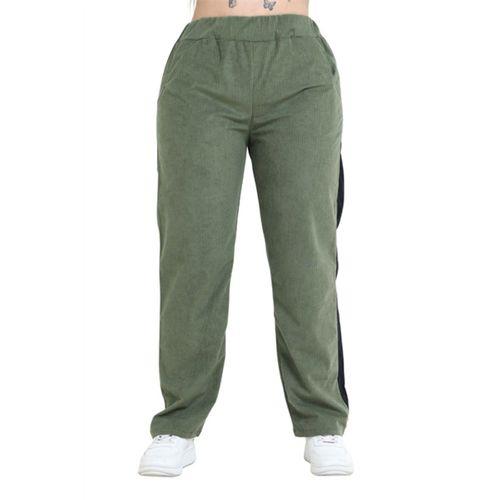 Melsay Buti Yeşil Siyah Fitilli Kadife Yarım Garni Kadın Eşofman Takımı