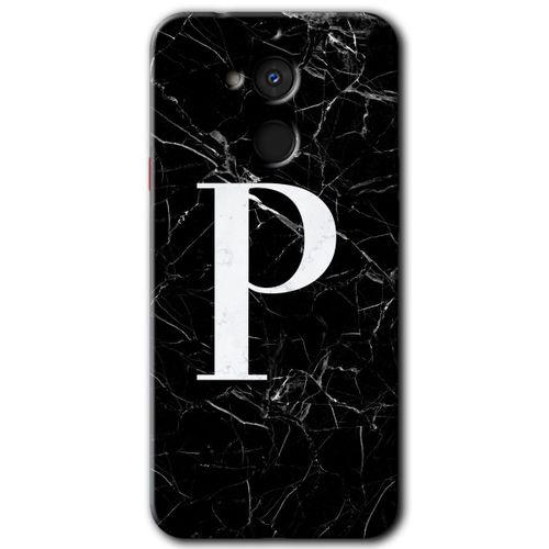 General Mobile GM 8 Kılıf HD Desen Baskılı Arka Kapak - Siyah Mermer Desenli P Harfi