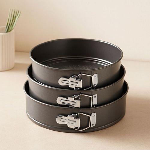 3'lü Yuvarlak Metal Kelepçeli Kek Kalıp Seti 24-26-28 cm