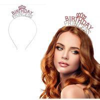 Kristal Taşlı Birthday Princess Yazılı Parti Tacı Pembe Renk