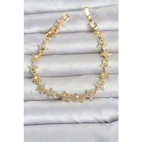 Sıralı Yıldız Model Zirkon Taşlı Gold Renk Pirinç Kadın Bileklik