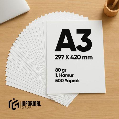 İnformal Fotokopi Kağıdı Premium Kalite A3 70 gr 500 Yaprak 1 Hamur