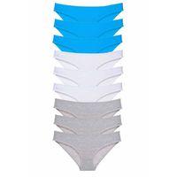 9 adet Süper Eko Set Likralı Kadın Slip Külot Gri Beyaz Mavi