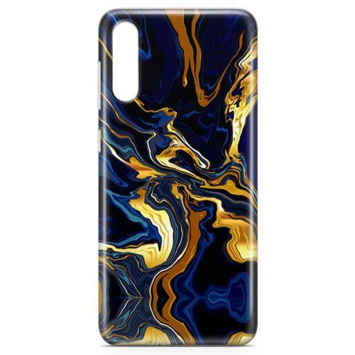 Samsung Galaxy A70s Kılıf Lacivert Kahve Mermer Arka Kapak Koruma Desenli Full Koruyucu