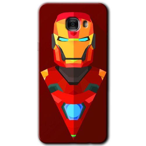 Galaxy C9 Pro Kılıf HD Desen Baskılı Arka Kapak - İron Man Çizim + Kırılmaz Cam