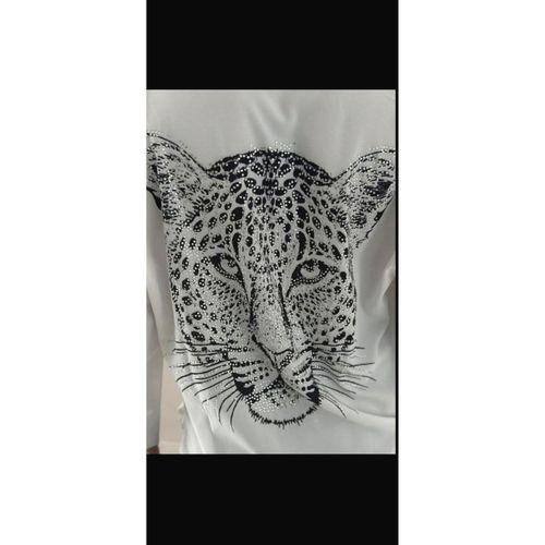 Kadın Leopar Baskılı Taş Işlemeli Jessica Kumaş Gömlek