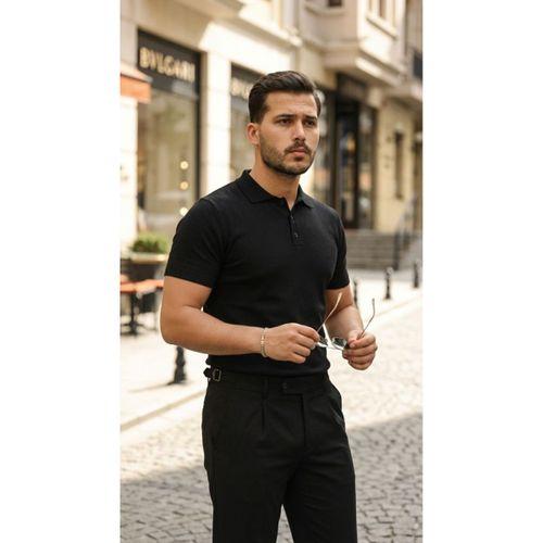 Erkek Düğme Yakalı Kısa Kollu Pamuk Triko Tişört