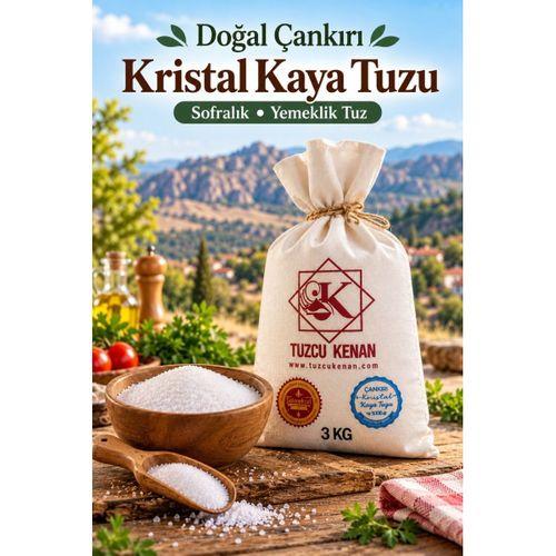 Doğal Çankırı Kristal Kaya Tuzu 3 KG – Sofralık Yemeklik İnce Taneli Kaya Tuzu