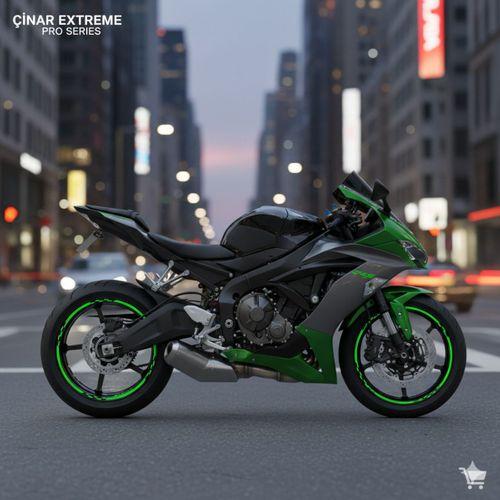 Çınar Extreme PRO Serisi Floresan Neon Yeşil Motor Jant Sticker Seti | 16"-17"-18" İç-Dış Jant Şerit Takımı | Suya ve Güneşe Dayanıklı