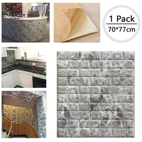 Kendinden Yapışkanlı Çift Renk Alaca Gri Tuğla Esnek Tuğla Sünger Duvar Paneli 70x77 Cm 4 Adet