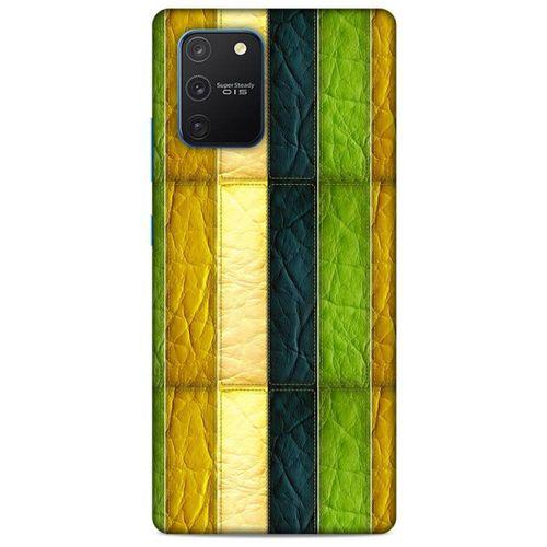 Samsung Galaxy S10 Lite Kılıf Patchwork (37) Silicone Cover Sarı Lacivert