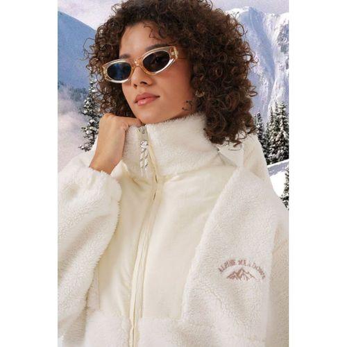 5194 Peluş Mont Ceket - Ekru