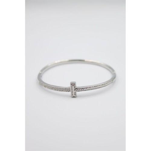 Taşlı Vip Bilezik - Gümüş