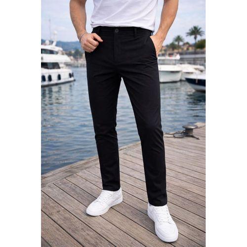 Paraşüt Kumaş Regular Fit Düğmeli Fermuarlı Düz Paça Günlük Erkek Pantolon - Siyah