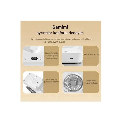 Masaüstü Dijital Ekranlı Çift Fanlı Led Işıklı Soğutucu Fan Ev Ofis Şarjlı Vantilatör