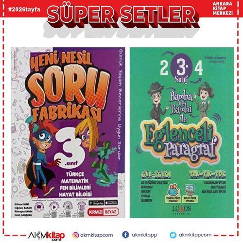 Kırmızı Beyaz 3. Sınıf Efsane Soru Fabrikası ve Lodos Eğlenceli Paragraf Soru Bankası Seti 2 Kitap