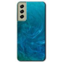 Samsung Galaxy S21 FE Kılıf Baskılı Kapak - Mavi Aura + 5D Tam Kaplayan Cam