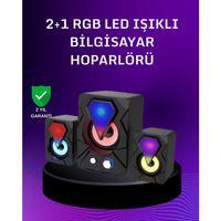 Usb Bağlantılı Rgb 2.1 Hoparlör Seti Derin Bas Ve Renkli Işık