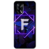 Oppo A54 Kılıf HD Desen Baskılı Arka Kapak + Temperli Cam - Dark Neon Yaprak F Harfi