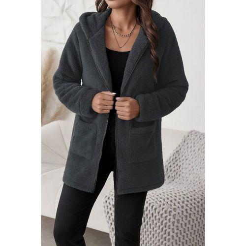 Kadın Uzun Kollu Kapşonlu önden Fermuarlı Cepli Welsoft Ceket