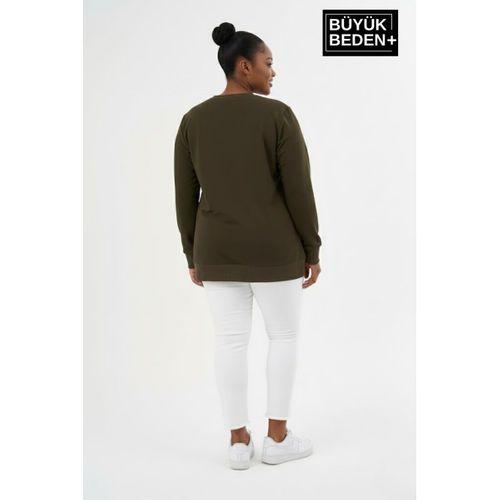 Kadın Büyük Beden MİLANO İTALiA Baskılı Bisiklet Yaka Sweatshirt SPR26BSWK956-9
