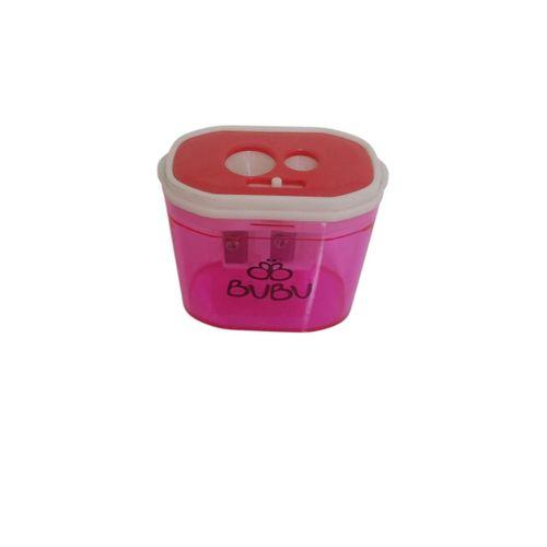 BU-BU ÇİFT DELİKLİ  KİLİTLİ ŞEFFAF DİGDÖRTGEN KALEMTRAŞ  ( Pembe )