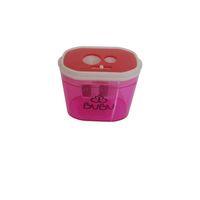 BU-BU ÇİFT DELİKLİ  KİLİTLİ ŞEFFAF DİGDÖRTGEN KALEMTRAŞ  ( Pembe )