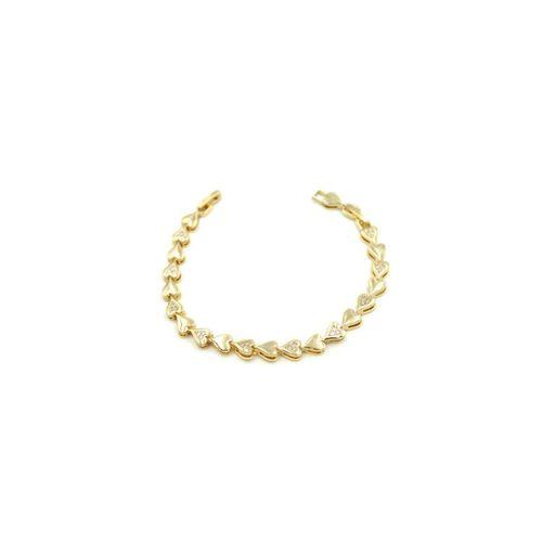 Taşlı Kalp VİP Bileklik - Altın