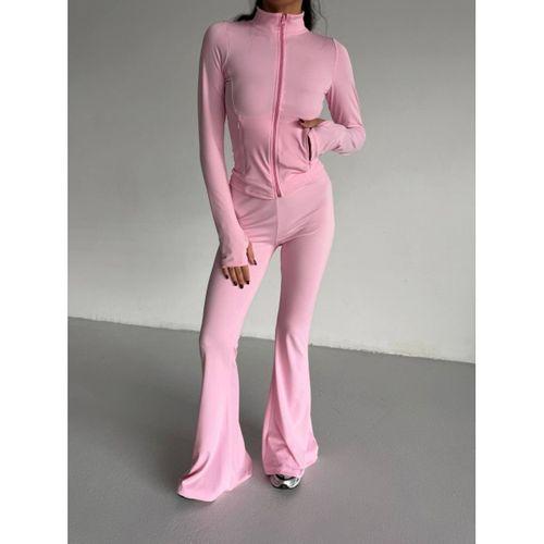 Kadın Balıkçı Yaka Cep Detaylı Ceket Ve Ispanyol Paça Spor Ikili Takım