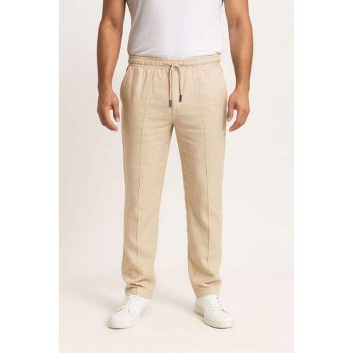 Erkek Keten Pantolon – Cepli, Beli Lastikli Ve Bağcıklı, Nefes Alan Rahat Kalıp, Yazlık Ve Baharlık Günlük Giyim, Şık - Konforlu Boru Paça Model - Bej